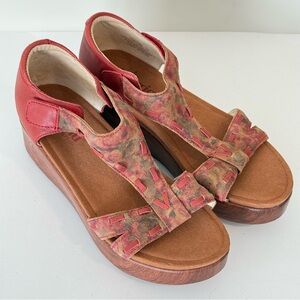 Alegria Cognac & Roses Platform Tova Sandals Size 37 Leather Red US SIZE 7 - 7.5